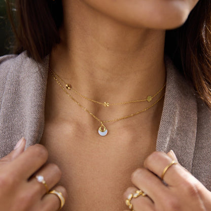 Clear White Stone in a Silver-Tone Setting Necklace