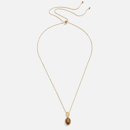 Long Necklace of Warm Banded Brown Stones