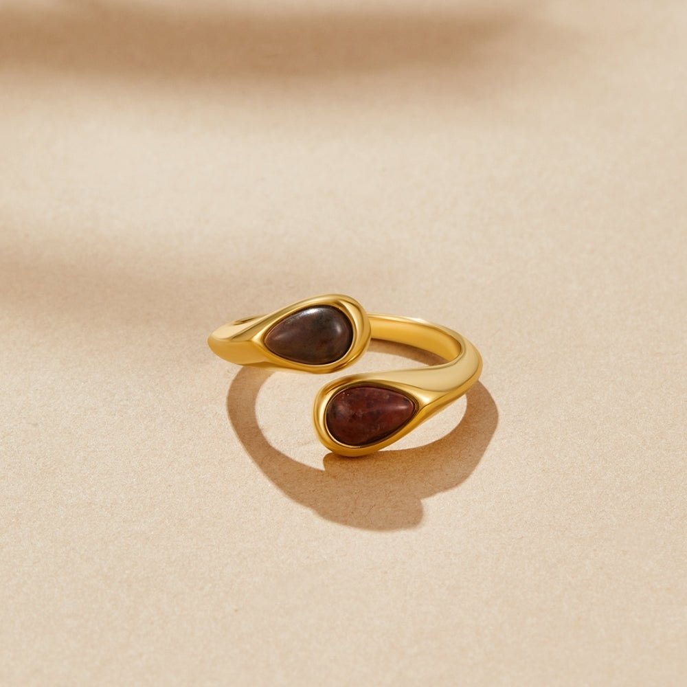 Amber Tiger Eye Stone Adjustable Wrap Ring