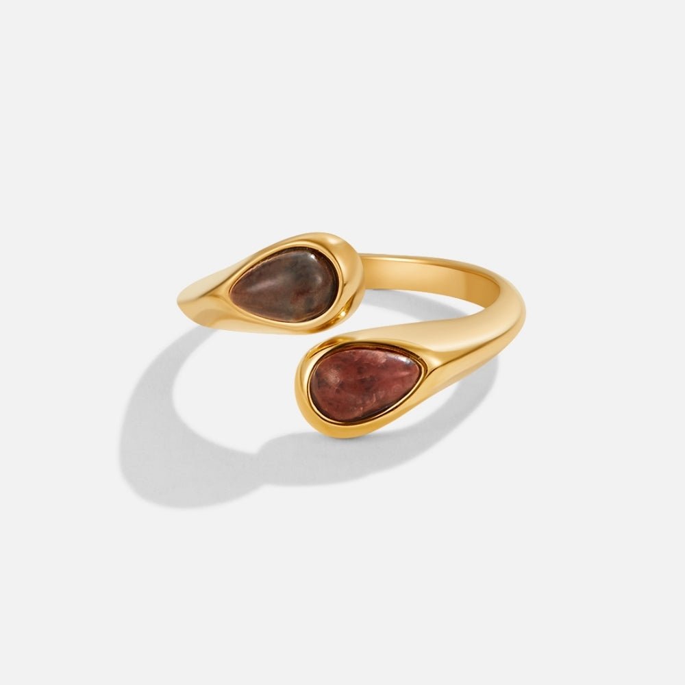 Amber Tiger Eye Stone Adjustable Wrap Ring
