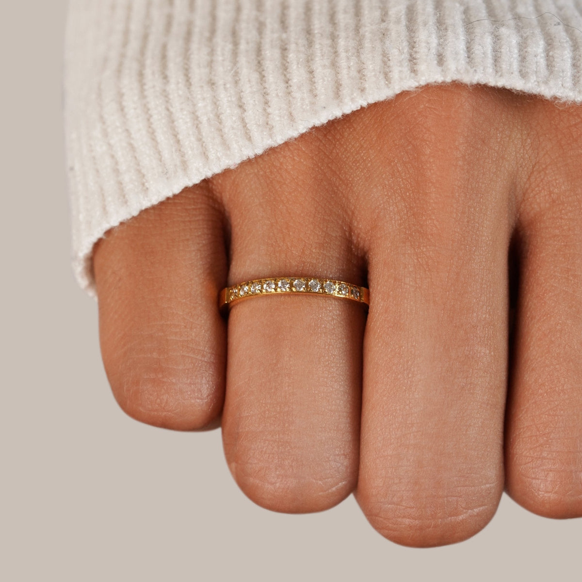 Everyday Crystal Line Gold-Tone Band Ring