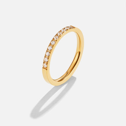 Everyday Crystal Line Gold-Tone Band Ring