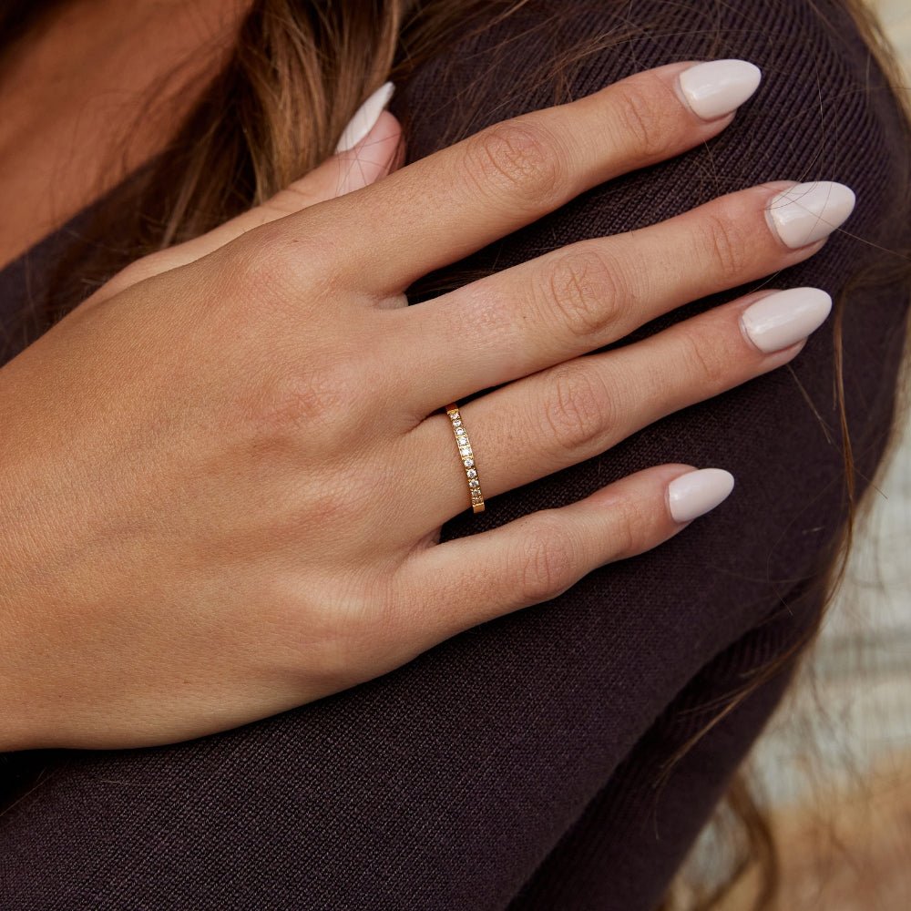 Everyday Crystal Line Gold-Tone Band Ring