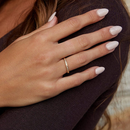 Everyday Crystal Line Gold-Tone Band Ring