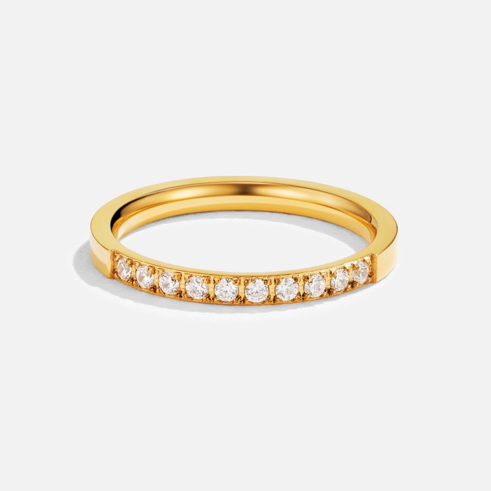 Everyday Crystal Line Gold-Tone Band Ring