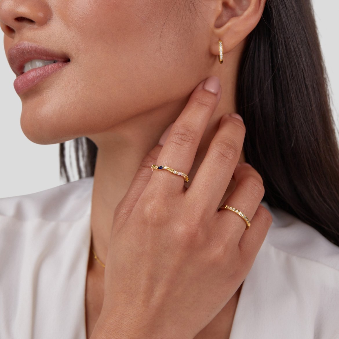 Everyday Crystal Line Gold-Tone Band Ring