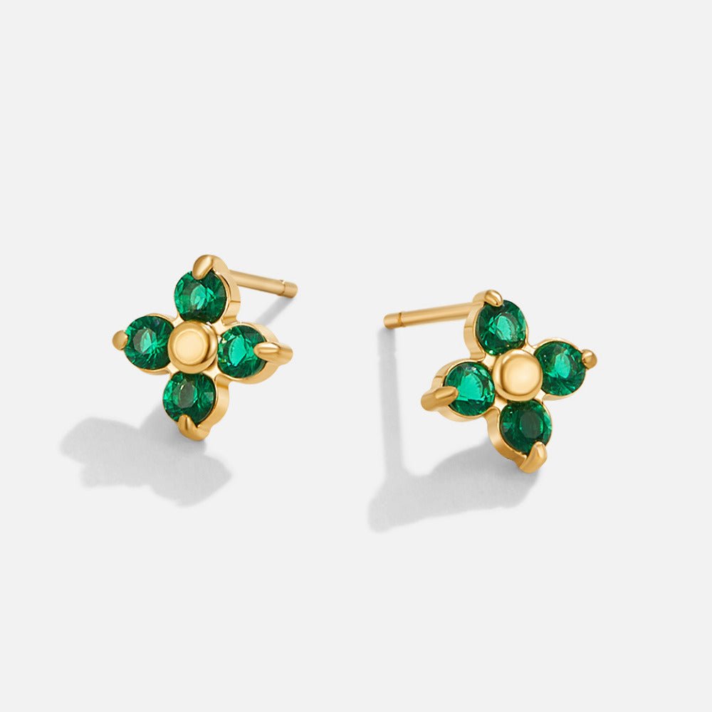 Little Emerald Green Petal Stud Earrings