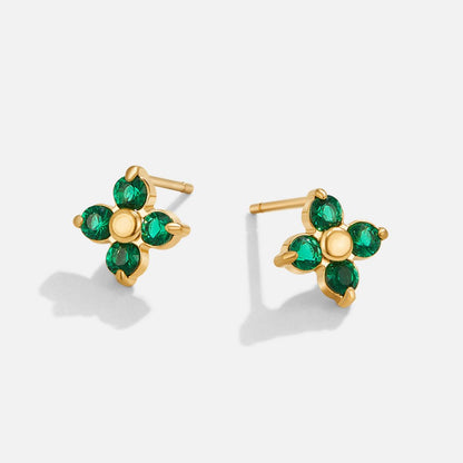 Little Emerald Green Petal Stud Earrings