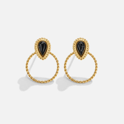 Tori Smooth Black Stone-Effect Drop Earrings
