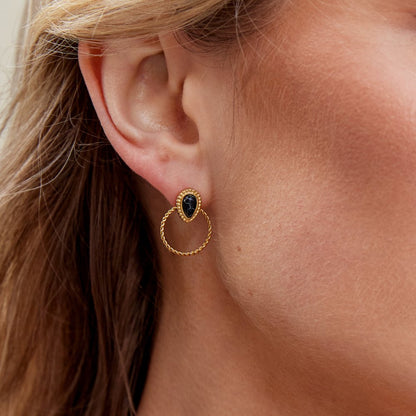 Tori Smooth Black Stone-Effect Drop Earrings