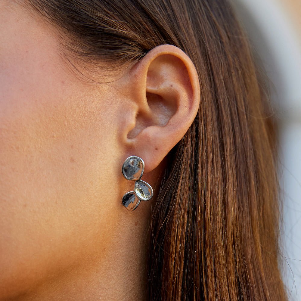 Tori Falling Petal Silver-Tone Drop Earrings