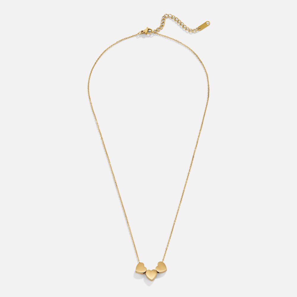 Trio of Small Hearts Charm Pendant Necklace