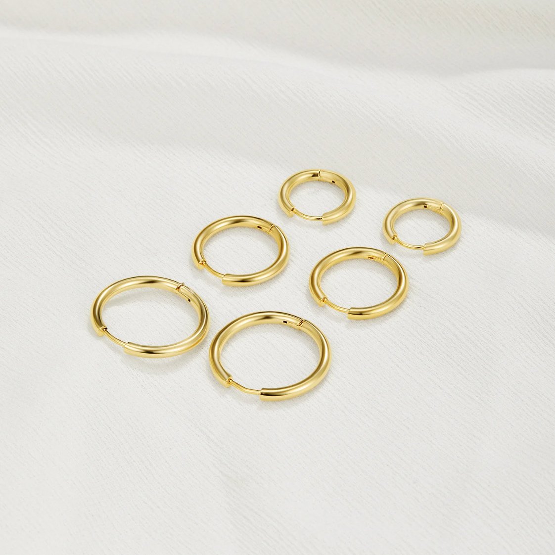 Graduated Hoop Earrings, Set of Three Sizes