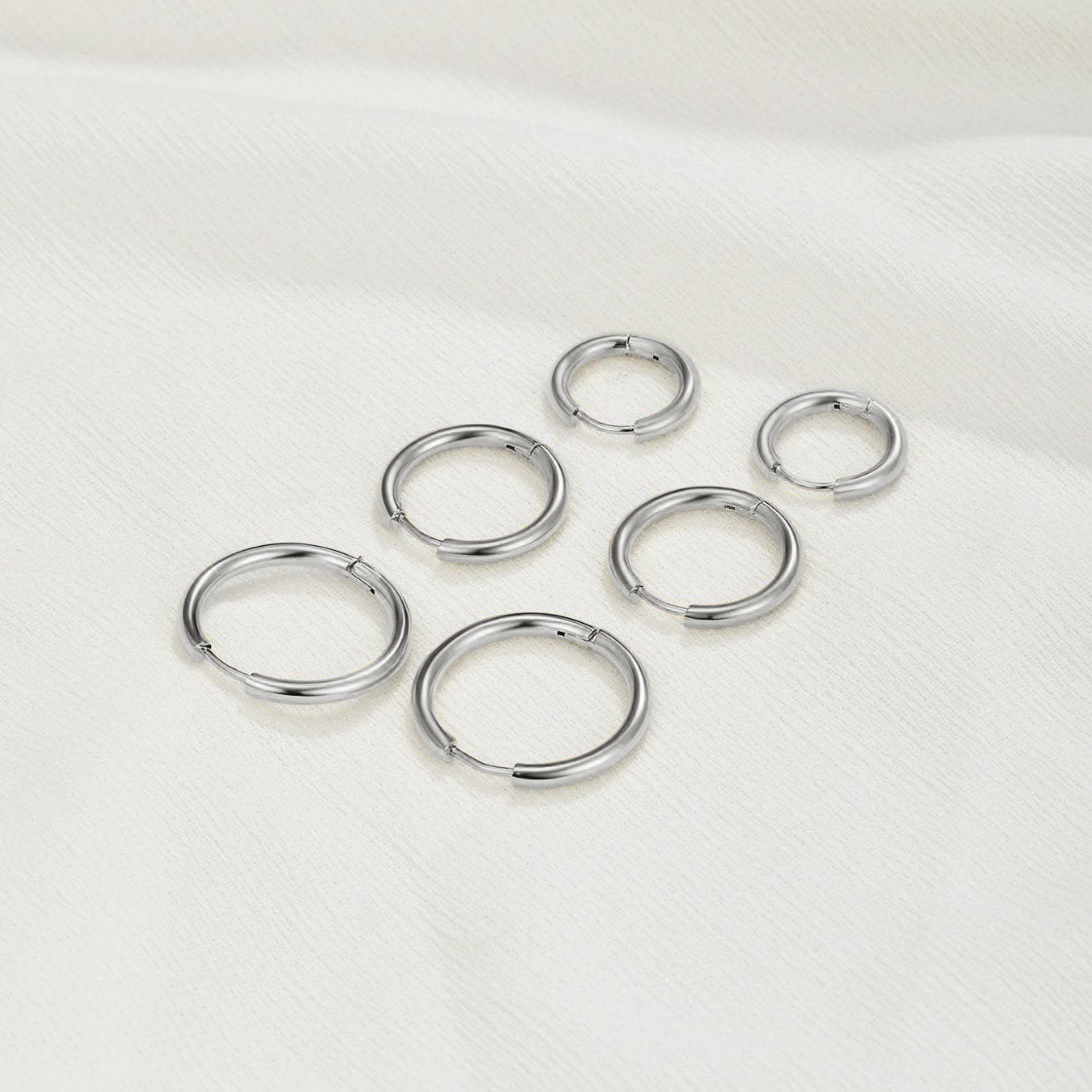 Slim Silver-Tone Hoop Earrings, Set of Three