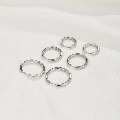 Slim Silver-Tone Hoop Earrings, Set of Three