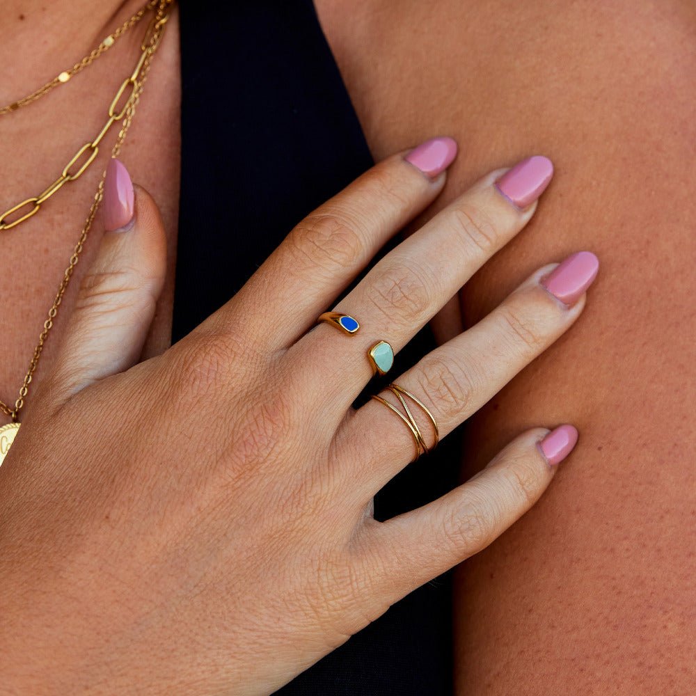 Sahara Turquoise Blue Open Wrap Band Ring