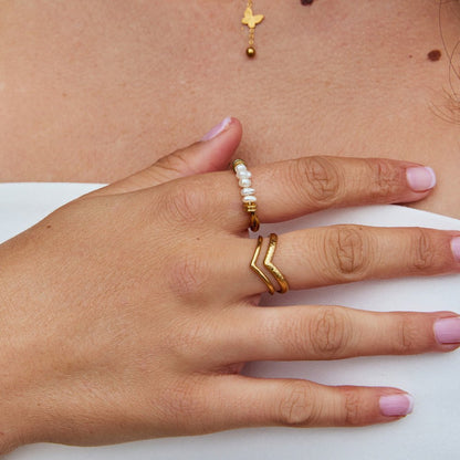 Rope Twist Freshwater Pearl Band Ring