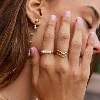 Rope Twist Freshwater Pearl Band Ring
