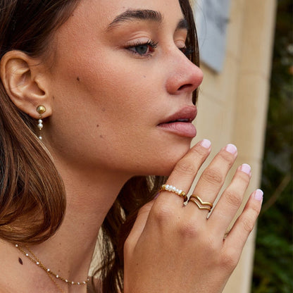 Rope Twist Freshwater Pearl Band Ring