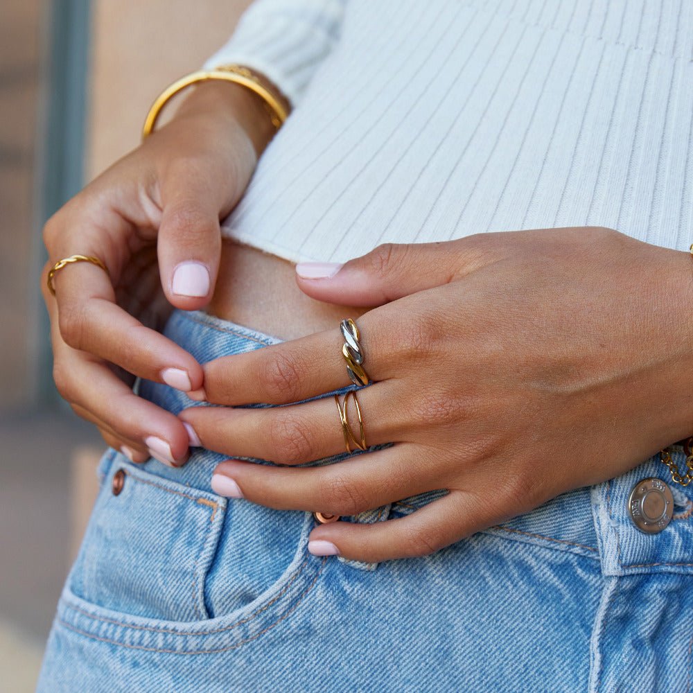 Ella Twisted Gold-Tone and Silver-Tone Ring