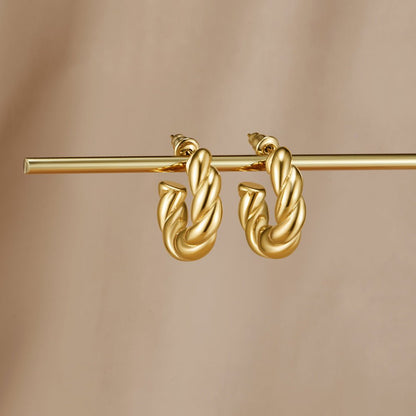 Felicity Slim Twisted Band Hoop Earrings