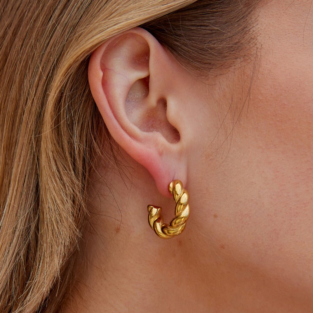 Felicity Slim Twisted Band Hoop Earrings