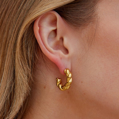 Felicity Slim Twisted Band Hoop Earrings