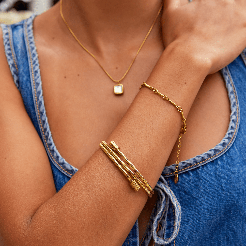Fine Corded Rope Pattern Gold-Tone Bracelet