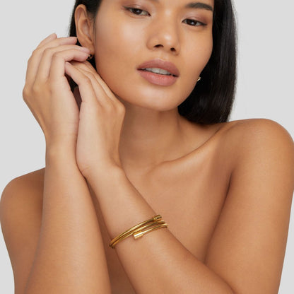 Fine Corded Rope Pattern Gold-Tone Bracelet