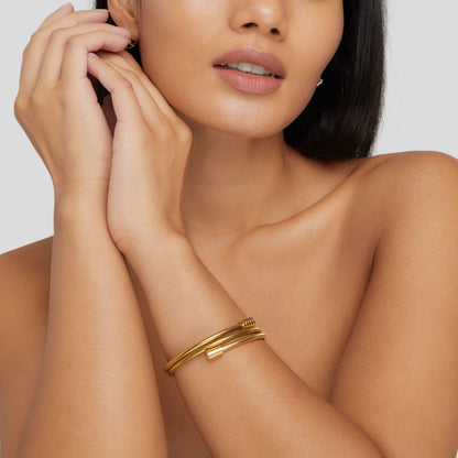 Fine Corded Rope Pattern Gold-Tone Bracelet