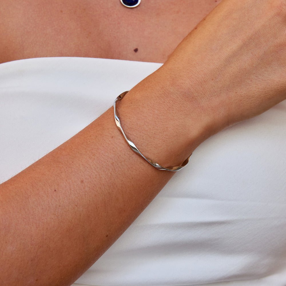 Softly Turned Silver-Tone Bangle