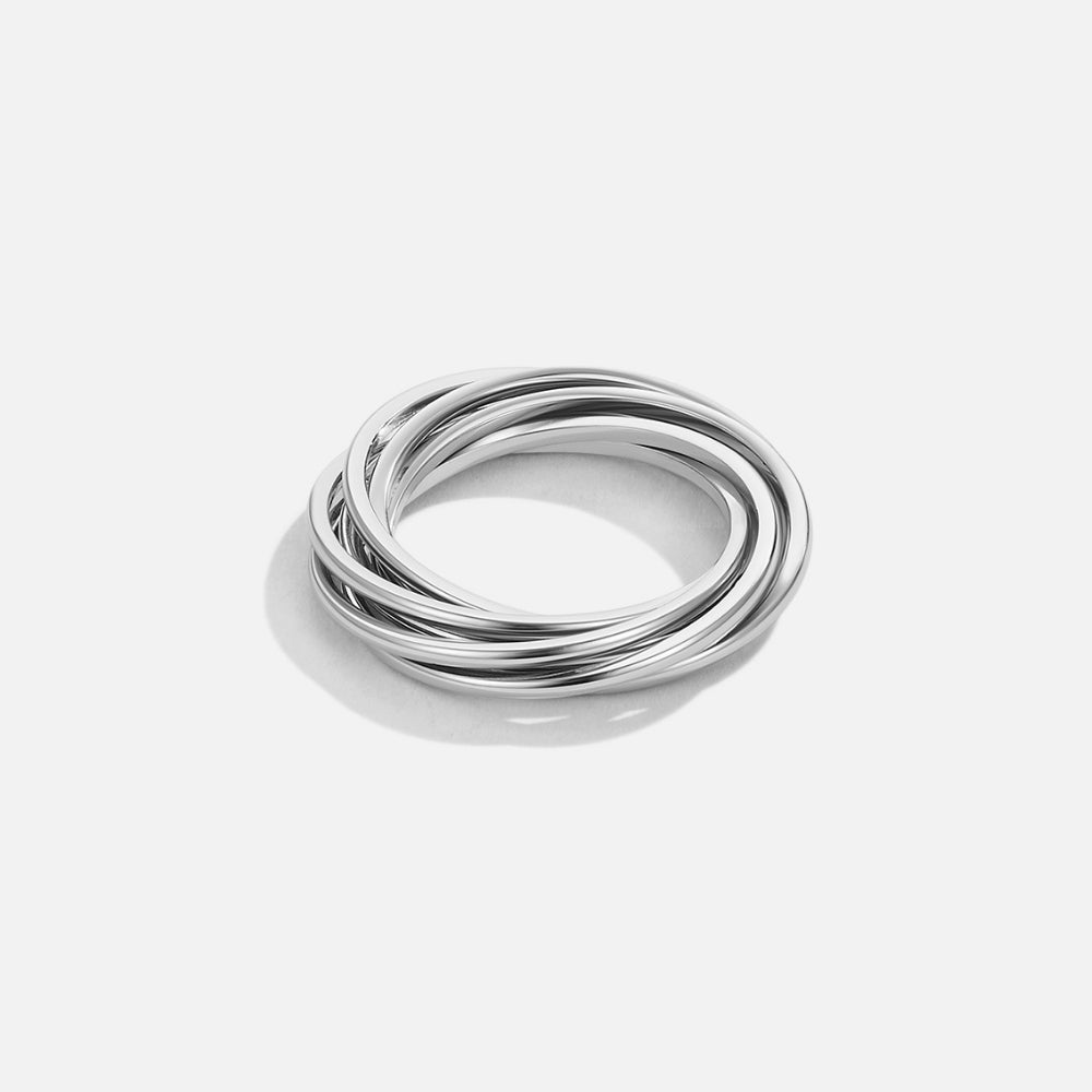 Mia Rope Twist Silver-Tone Slim Band Ring