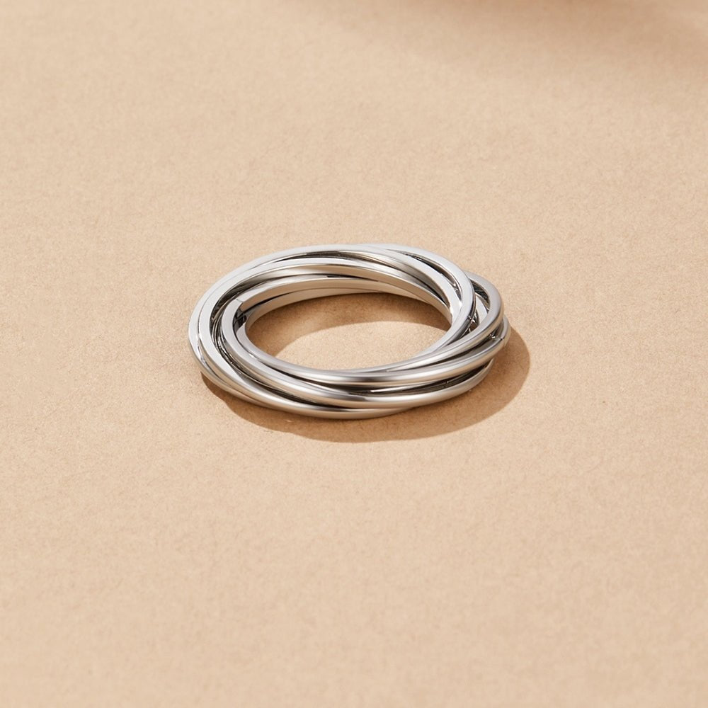 Mia Rope Twist Silver-Tone Slim Band Ring