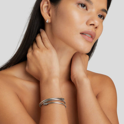 Rope Twist Silver-Tone Link Bracelet