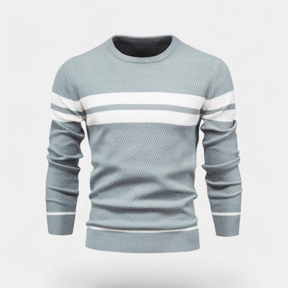 Men's Striped Wool Blend Jumper – Classic V Neck