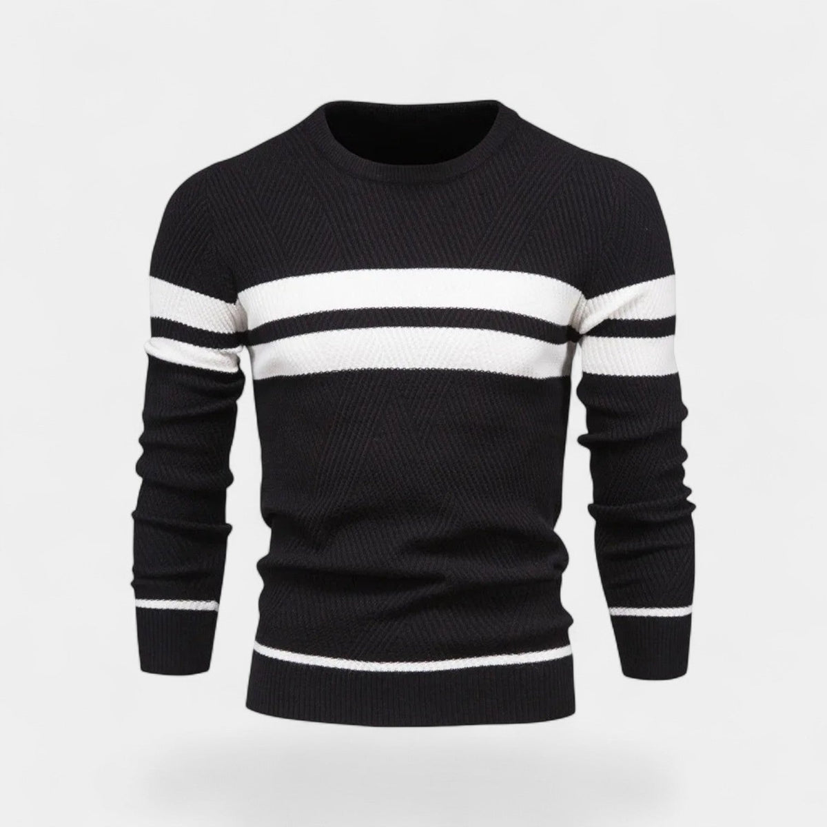 Men's Striped Wool Blend Jumper – Classic V Neck