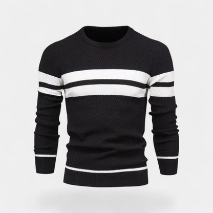 Men's Striped Wool Blend Jumper – Classic V Neck