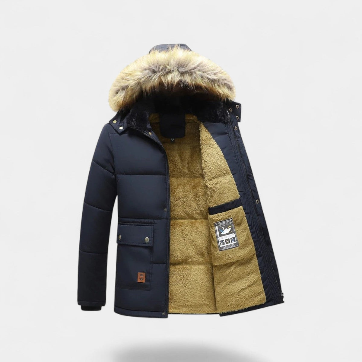 Men's Fleece Lined Cotton Parka – Detachable faux fur Collar