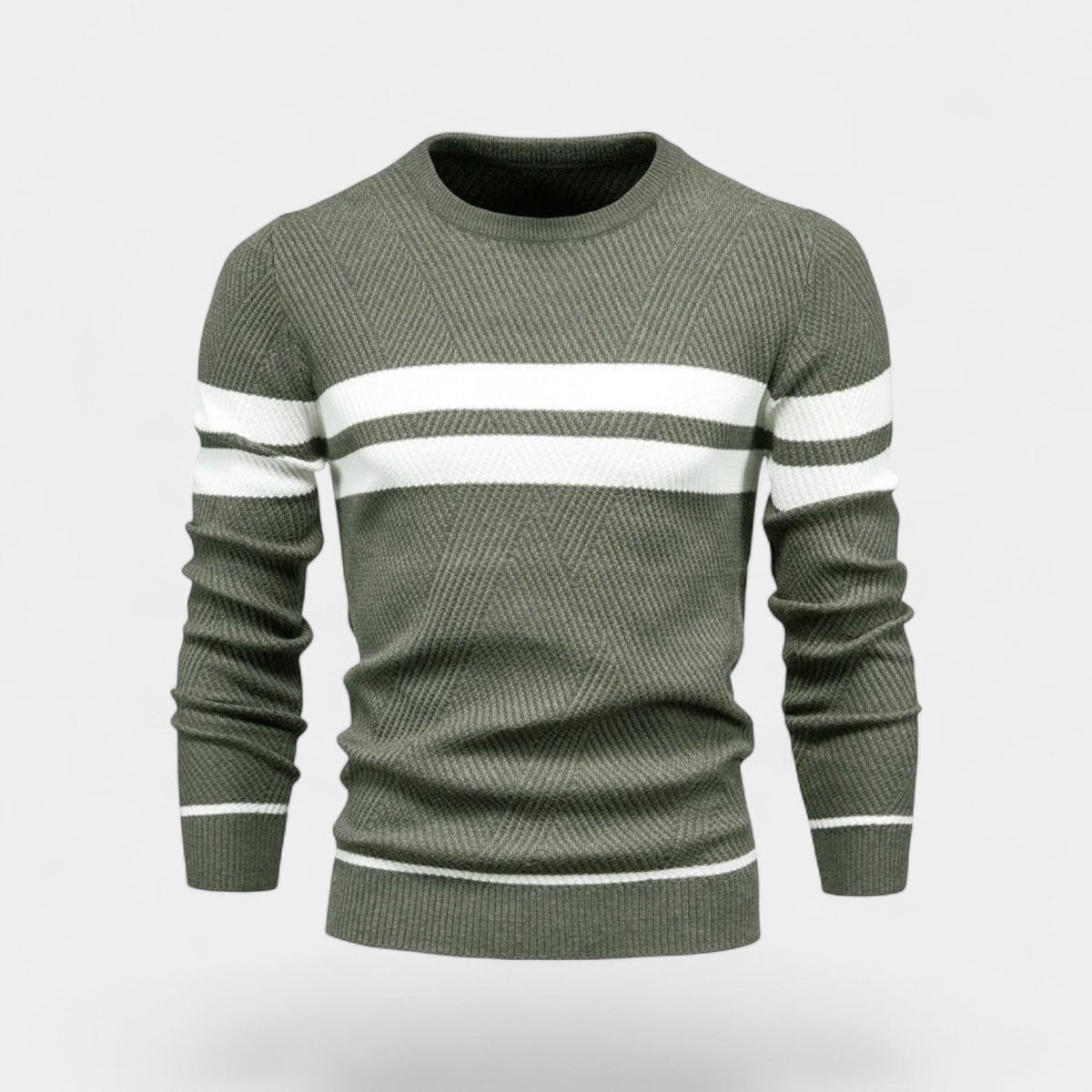 Men's Striped Wool Blend Jumper – Classic V Neck