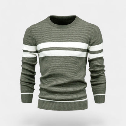 Men's Striped Wool Blend Jumper – Classic V Neck