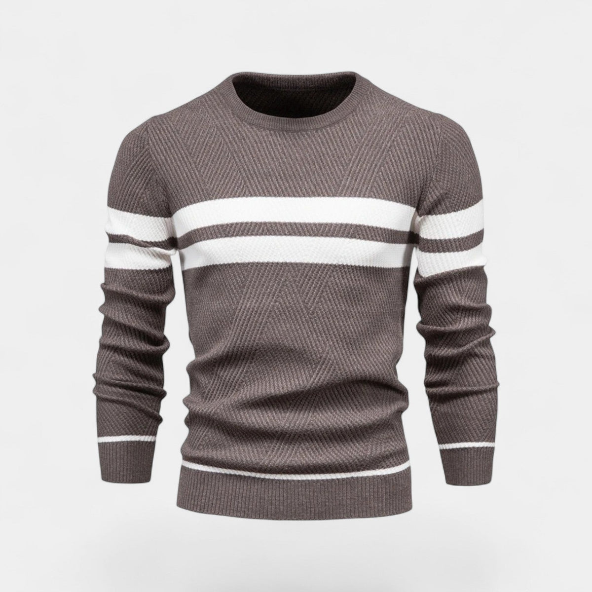 Men's Striped Wool Blend Jumper – Classic V Neck