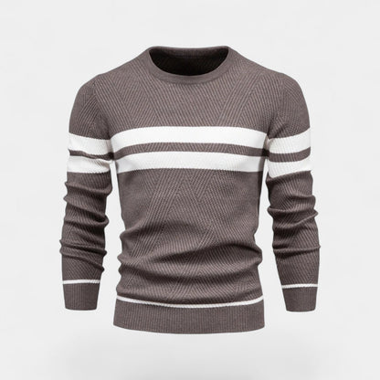 Men's Striped Wool Blend Jumper – Classic V Neck