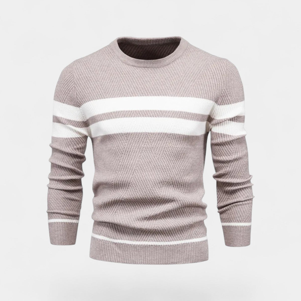 Men's Striped Wool Blend Jumper – Classic V Neck