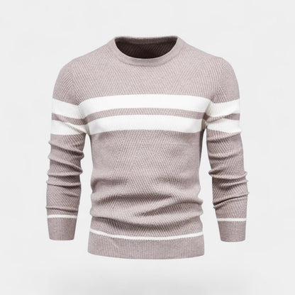 Men's Striped Wool Blend Jumper – Classic V Neck