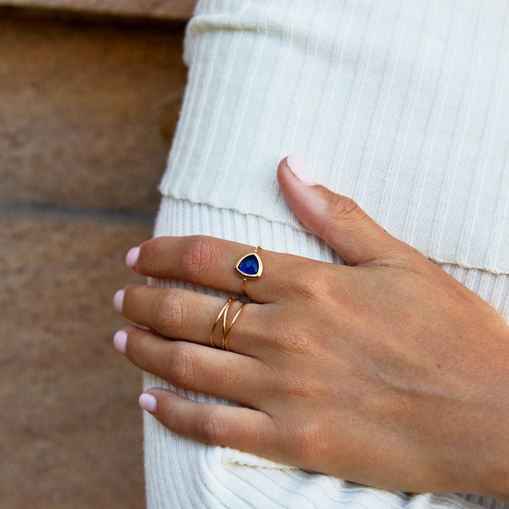 Via Slender Band Ring in Deep Sapphire Blue
