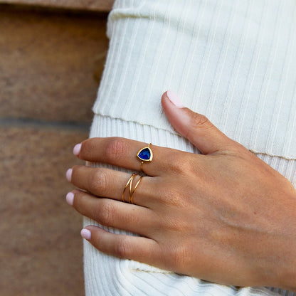 Via Slender Band Ring in Deep Sapphire Blue