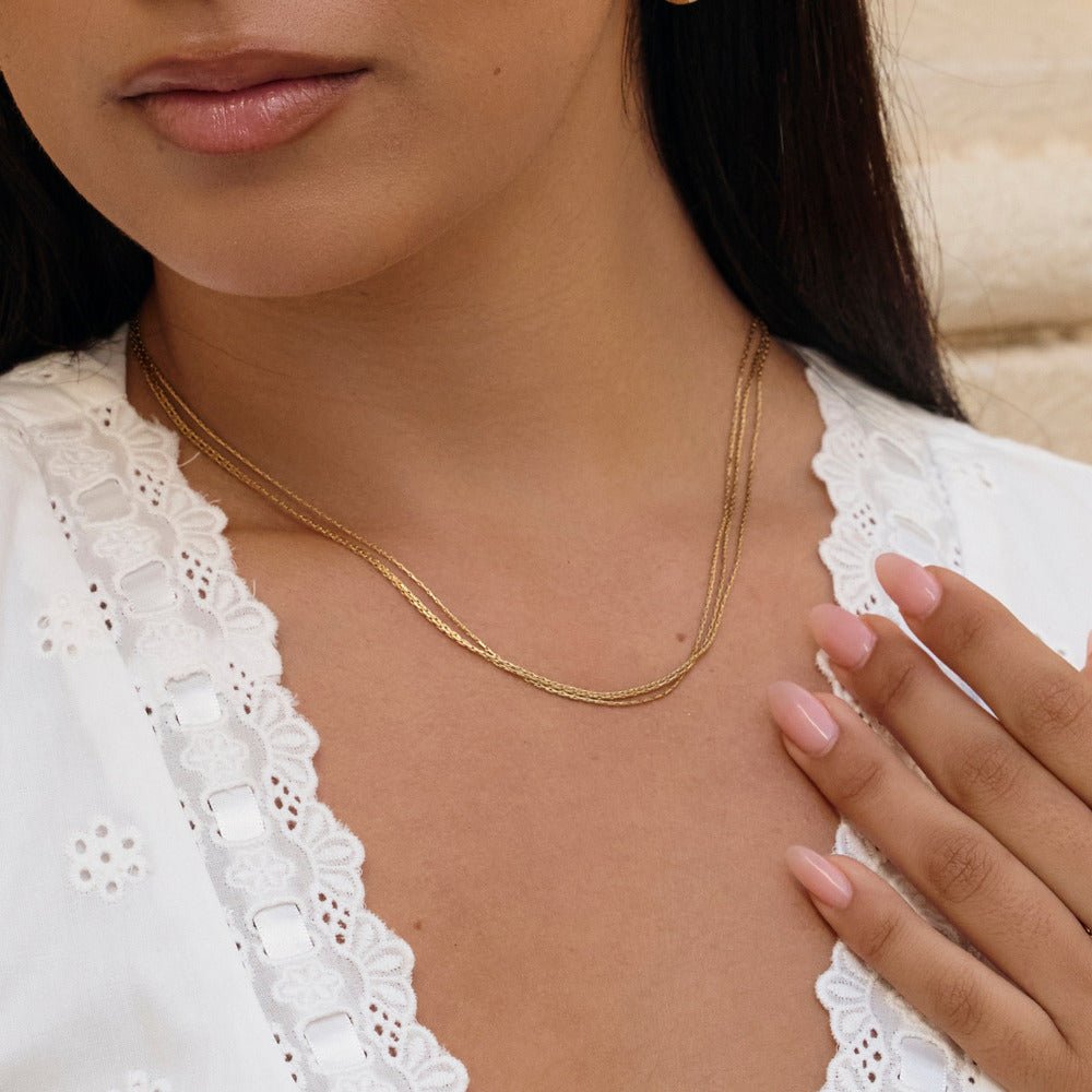 Vina Multi Strand Gold-Tone Chain Necklace