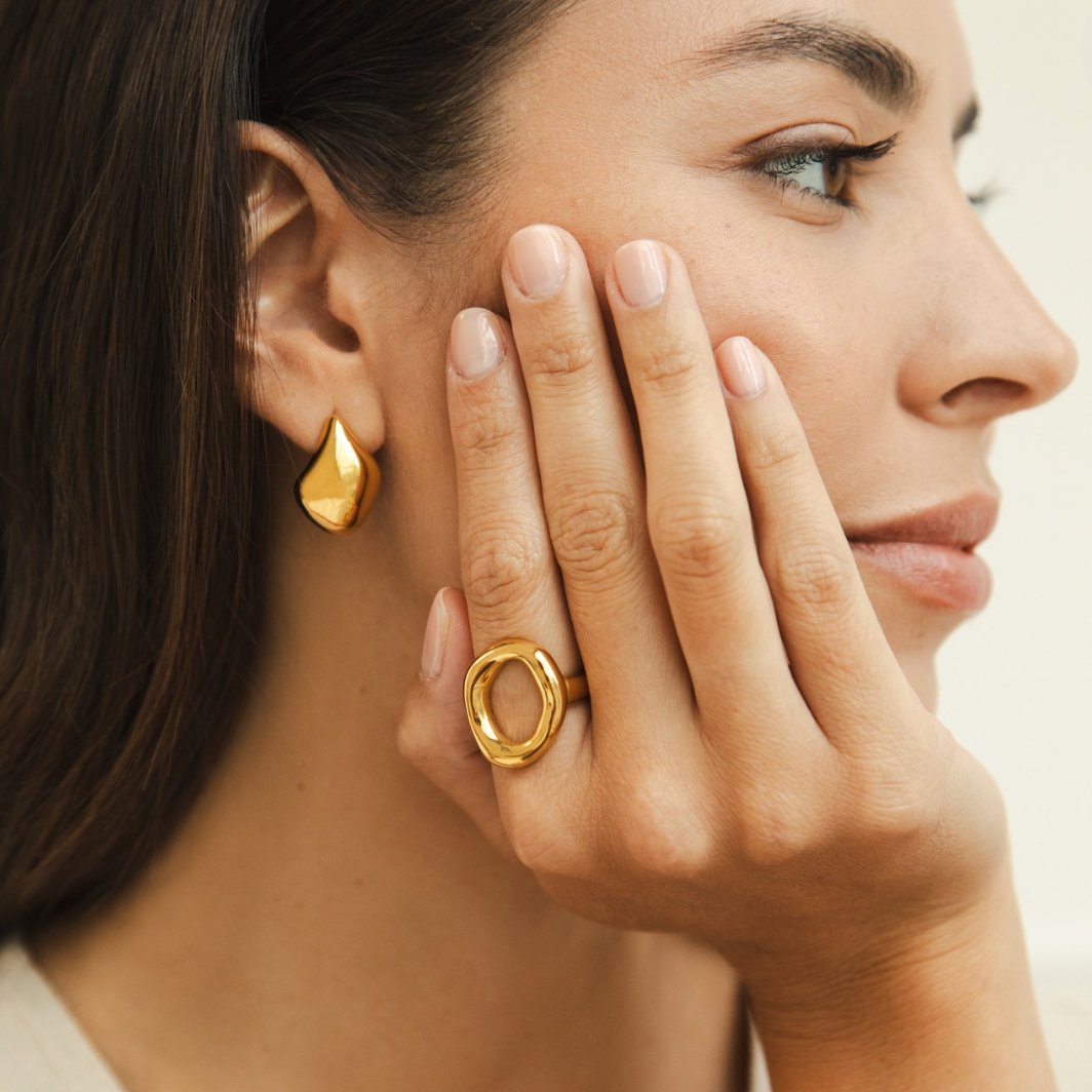 Vina Molten Finish Gold-Tone Sculpted Ring