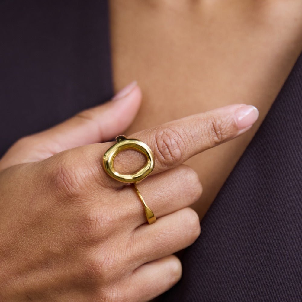 Vina Molten Finish Gold-Tone Sculpted Ring