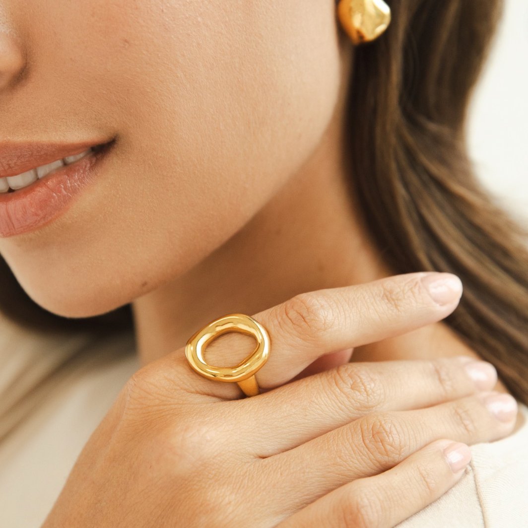 Vina Molten Finish Gold-Tone Sculpted Ring